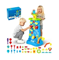 Slickblue Sand and Water Table for Toddlers, Double-Sided Kids Activity Waterfall Playset with 37PCS Accessories
