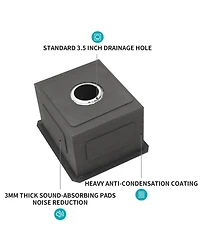 huluwat 13x15x9inch Undermount Kitchen Sink Stainless Steel Single Bowl 16 Gauge Deep Basin