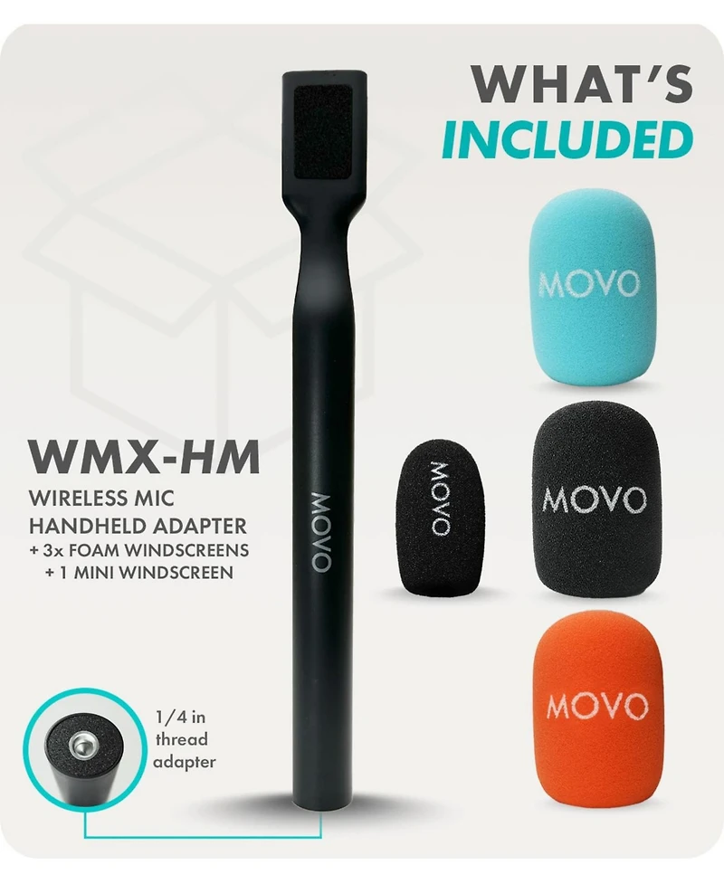 Movo Wmx-hm Handheld Interview Mic Handle for Wireless Microphone Transmitters
