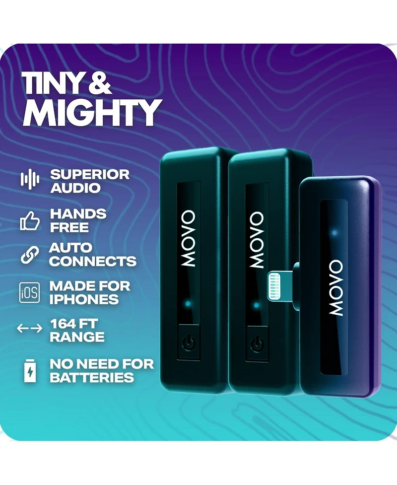 Movo Wireless Mini Di Duo Ultra Compact Wireless Lavalier Microphones for iPhone