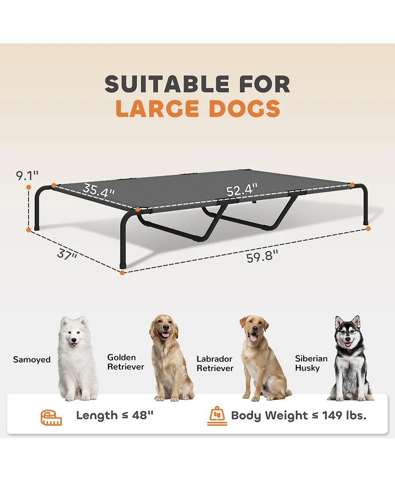 PawHut Elevated Dog Bed Outdoor Dog Bed for Large Breeds 59.8"