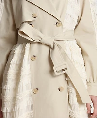 Avec Les Filles Women's Spread Collar Tulle Trench Coat
