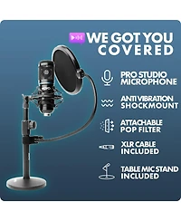 Movo PodPak2T 2-Pack Universal Xlr Condenser Microphone Podcasting Equipment Bundle for 2