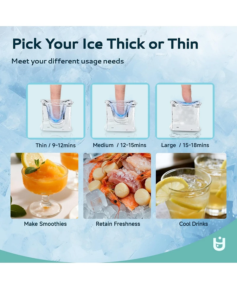 Euhomy Ice Storage 150-lb Ice Per day Freestanding Cubed Ice Maker