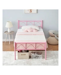 gaomon Twin Size Bed Frame with Headboard and Footboard, Heavy Duty Metal Slat Support, No Box Spring Needed, Easy Assembly
