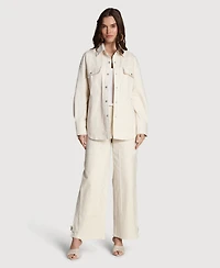 Avec Les Filles Women's Collared Oversized Shirt