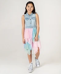 Rare Editions Girls' 7-16 Sleeveless Denim Vest Dress