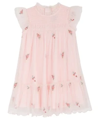 Rare Editions Girls' 2T-6X Embroidered Flutter Sleeve Dress