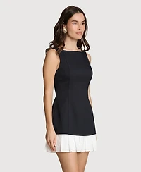 Avec Les Filles Women's Boat Neck Mini Dress