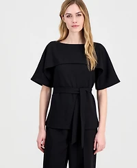 Anne Klein Women's Layered Belted Short-Sleeve Top