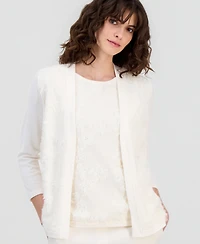 Anne Klein Women's Open-Front Floral-Applique Cardigan