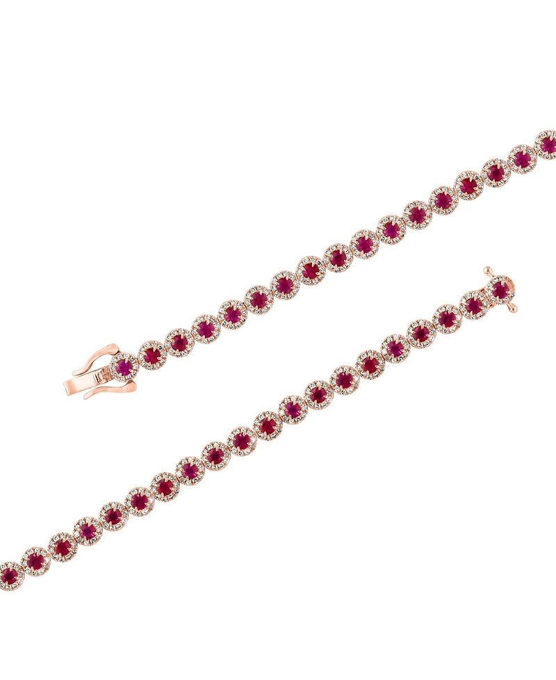 Lali Jewels Ruby (2.67 ct. t.w.) and Diamond (1-1/5 ct. t.w.) Bracelet in 14k Rose Gold