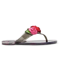 Betsey Johnson Women's Trenten Rose Jelly Square Toe Thong Sandals