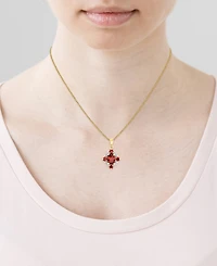 Macy's Garnet (1-11/40 ct. t.w.) & Diamond (1/10 ct. t.w.) Pendant Necklace in Sterling Silver