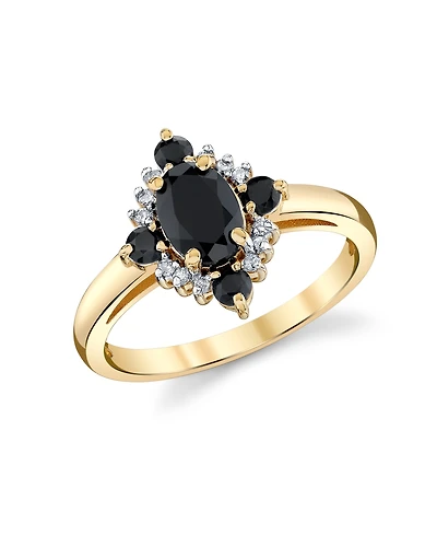 Macy's Onyx (1 ct. t.w.) & Diamond (1/10 ct. t.w.) Ring in 10k Yellow Gold