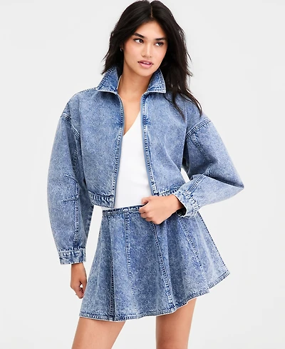 Bar Iii Women's Cropped Denim Jacket, Macy's Exclusive
