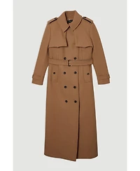 Karen Millen Women's Wool Mix Belted Trench Maxi Coat
