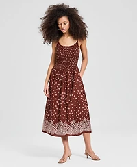 And Now This Women's Scoop-Neck Smocked Cotton Midi Dress, Macy's Exclusive