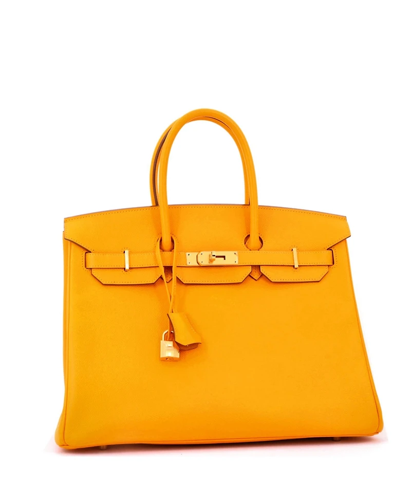 Pre-Owned Hermes Birkin 35 Handbag Yellow Epsom with Gold Hardware