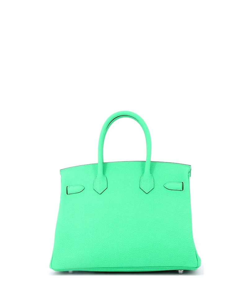 Pre-Owned Hermes Birkin 30 Handbag Green Togo with Palladium Hardware