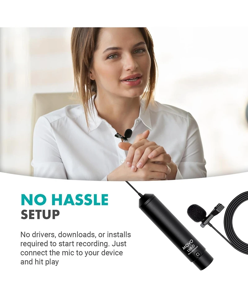 Movo LV8-d Broadcast-Quality Xlr Lavalier Omni-Directional Wired Microphone