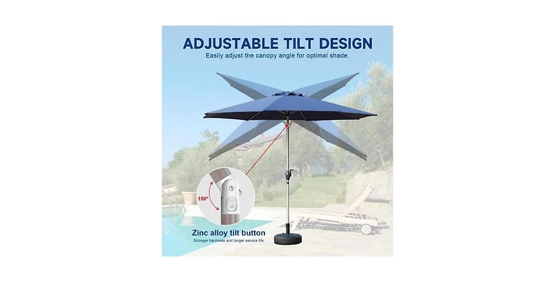 Flynama Outdoor 9FT Patio Table Waterproof Umbrella with Push Button Tilt and Crank with 8 Sturdy Ribs