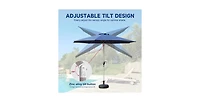 Flynama Outdoor 9FT Patio Table Waterproof Umbrella with Push Button Tilt and Crank with 8 Sturdy Ribs