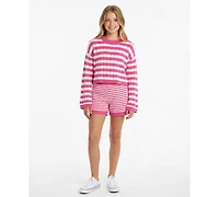 H by Habitual Girls' 7-16 Mixed Stripe Sweater and Shorts, 2-Piece Set