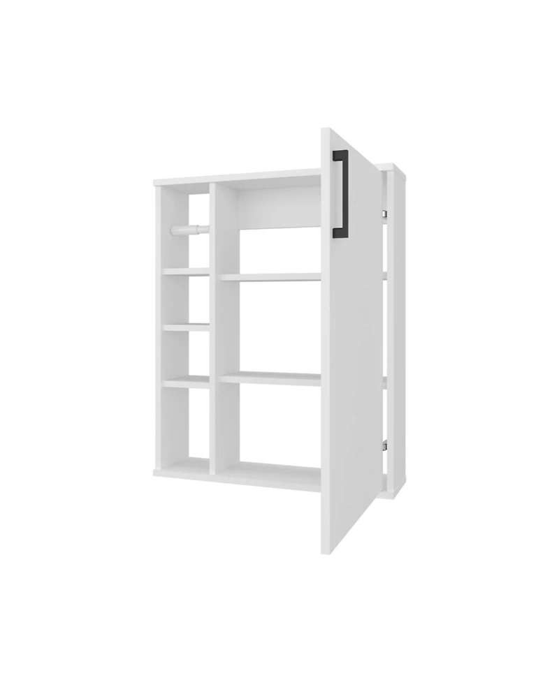 Fm Furniture Yoder, Bathroom Cabinet, 4 Open Shelves, 1 Door, White
