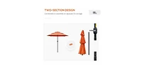 Flynama One Simple Deluxe 9ft Outdoor Market Table Patio Umbrella with Button Tilt, Crank and 8 Sturdy Ribs for Garden, Green