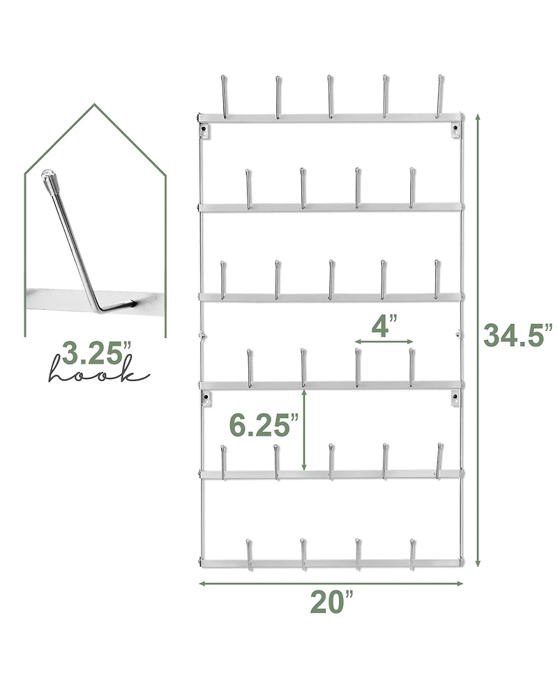 Sorbus 6-Tier Wall Mounted Metal Mug Holder Rack - Display Organizer for Coffee Mugs, Tea Cups, Mason Jars, and More - Holds 27 Mugs