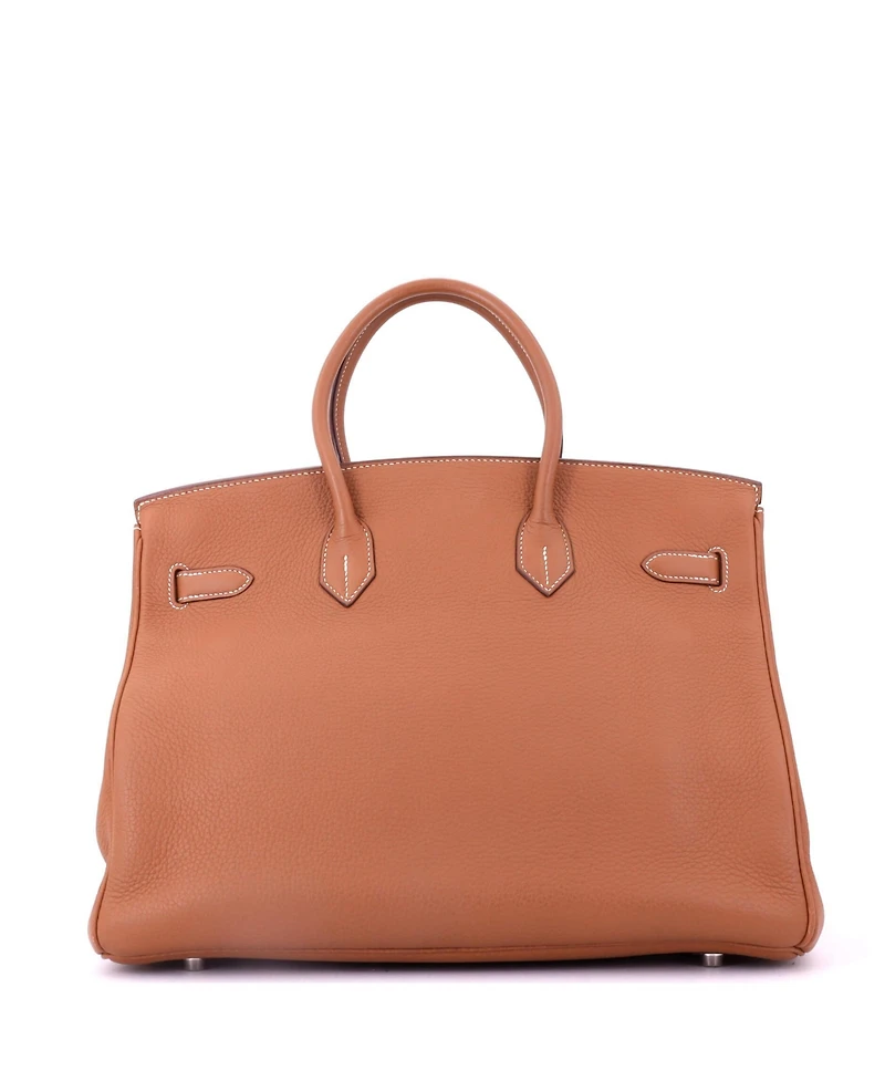 Pre-Owned Hermes Birkin 35 Handbag Brown Togo with Palladium Hardware