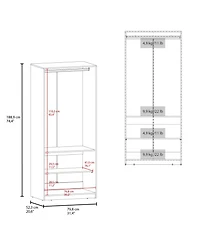 Fm Furniture Wardrobe Berlin, Two Doors, Hanging Rod, Two Shelves, Shoe Rack, Bedroom, Wengue