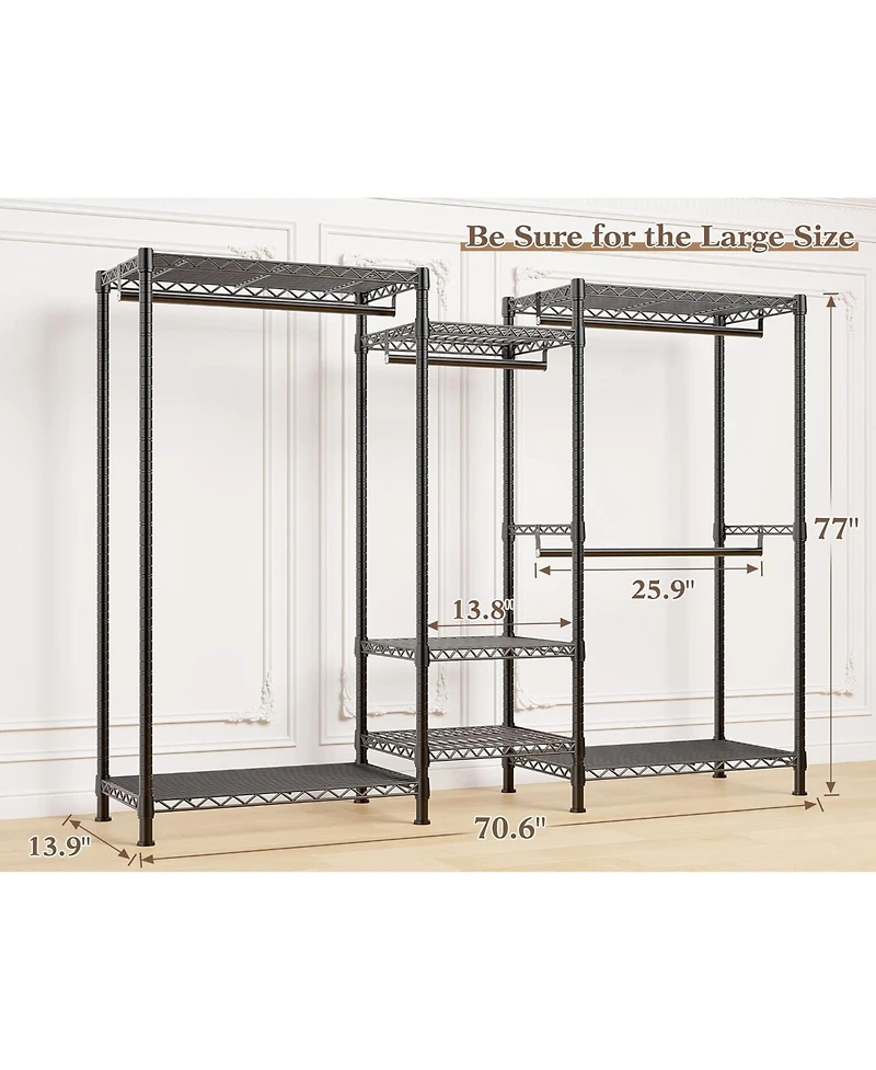 Raybee Clothes Rack Heavy Duty Clothing Racks for Hanging Clothes Adjustable Hanging Clothes Rack Garment Rack