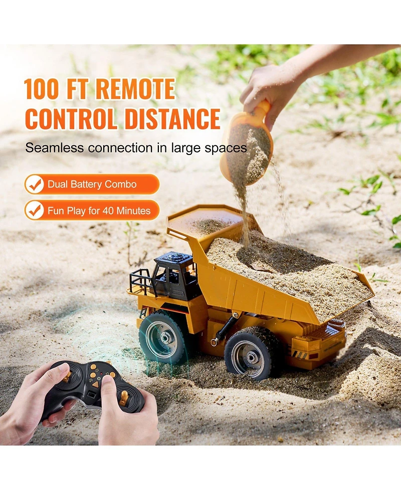 Slickblue Rc Dump Truck Toy, 9-Channel 1:18 Scale, Remote Control Dump Truck Rc Construction Vehicle Truck Toy