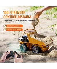 Slickblue Rc Dump Truck Toy, 9-Channel 1:18 Scale, Remote Control Dump Truck Rc Construction Vehicle Truck Toy