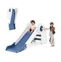 Hongge Kids Indoor Playground with Folding Slide Climber and Basketball Hoop