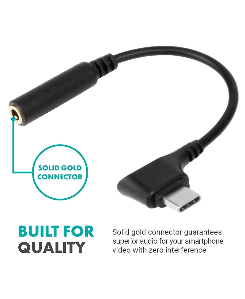 Movo Ucma-3 Female 3.5mm Trrs to Usb-c Right Angle Mic. Cable
