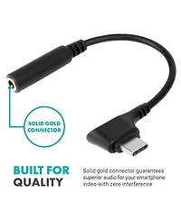Movo Ucma-3 Female 3.5mm Trrs to Usb-c Right Angle Mic. Cable