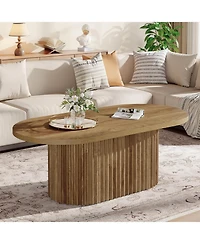 Tribesigns Oval Coffee Table, 47.2", Fluted Design