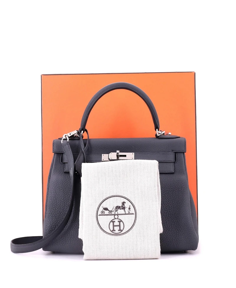 Pre-Owned HERMES Kelly 28 Handbag Togo with Palladium Hardware