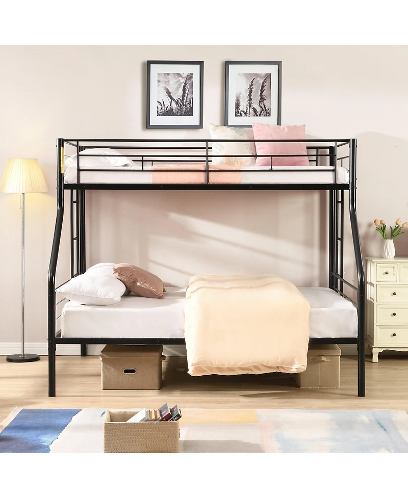 Boyel Living Twin Over Full Metal Bunk Bed Black, No Box Spring Needed, Large Under Bed Storage, Easy Assemble