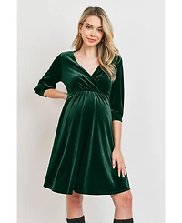 Hello Miz Maternity Velvet V Neck Wrap Nursing Dress