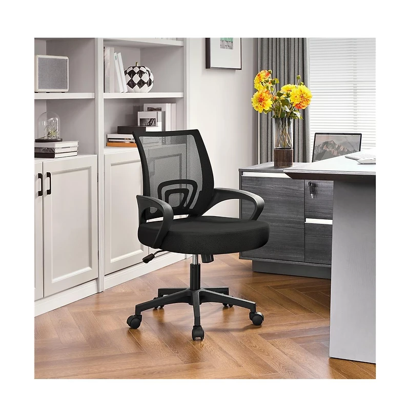 Yaheetech Height Adjustable Mesh Office Chair with Mid-Back, Purple