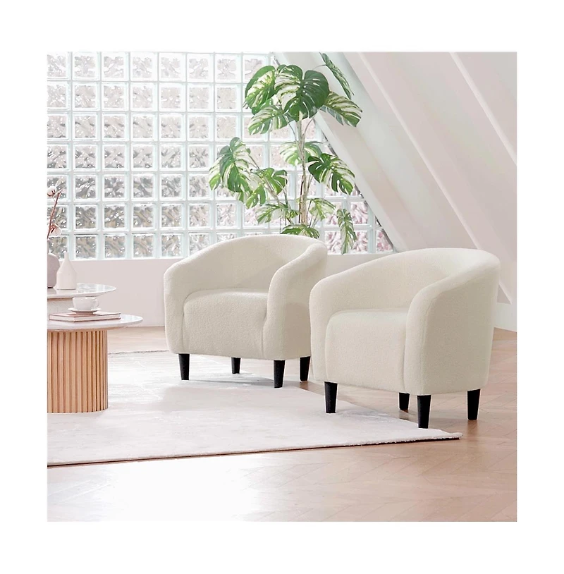Yaheetech Boucle Club Chair Accent Barrel Chair Arm Chair