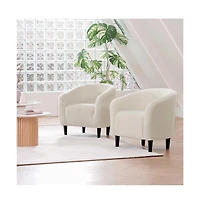 Yaheetech Boucle Club Chair Accent Barrel Chair Arm Chair