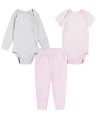 Nike Baby Boys' and Girls' Crewneck Bodysuits Pants, 3-Piece Set