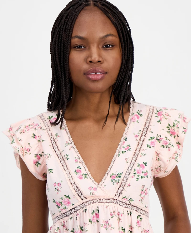 Self Esteem Juniors' Flutter-Sleeve Babydoll Top