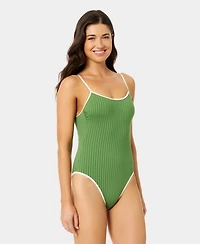California Waves Women's Wide Rib High-Leg One-Piece Swimsuit