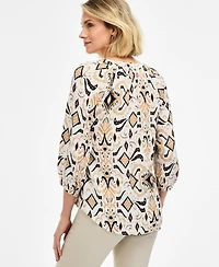 Jm Collection Women's Printed 3/4-Sleeve Blouse, Macy's Exclusive